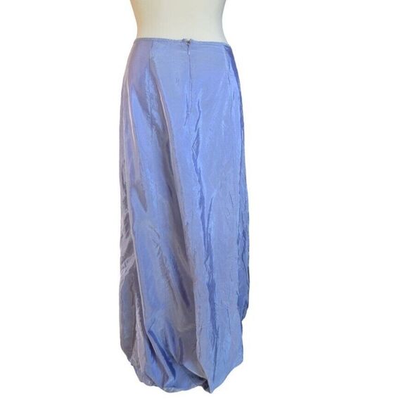 Y2K Vtg BEBE Purple Gray Iridescent Maxi Skirt Balloon Ruched Futuristic Medium - Picture 3 of 10
